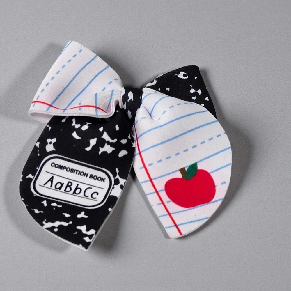 Back to School Hair Bow | Composition Notebook Bow | School Hair Clip